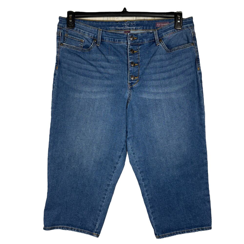 Gloria Vanderbilt SZ 18 Rail Straight Capris Jeans Button-Fly Stretch High-Rise